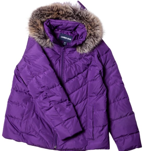 Lands' End Jackets & Blazers - Lands End Purple Winter Down Coat with Fur hood